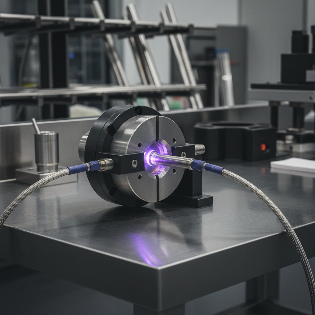 An orbital welding head clamped onto small-diameter stainless tube with purge dams positioned on either side of the joint.